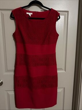 London Style Bold Red Textured Sleeveless Mini Dress